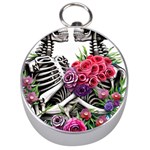 Gothic Floral Skeletons Silver Compasses