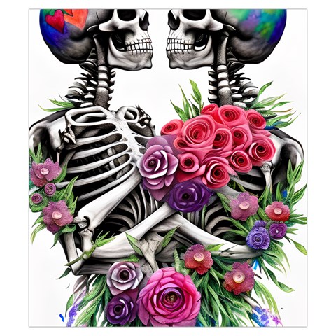 Gothic Floral Skeletons Drawstring Pouch (Small) from ArtsNow.com Back