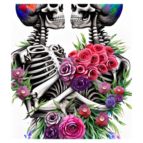 Gothic Floral Skeletons Drawstring Pouch (Medium) from ArtsNow.com Front