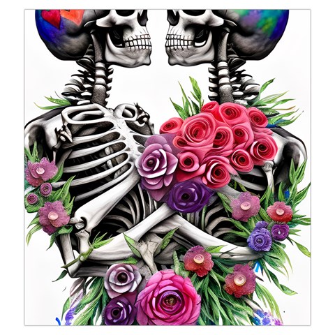 Gothic Floral Skeletons Drawstring Pouch (Large) from ArtsNow.com Front