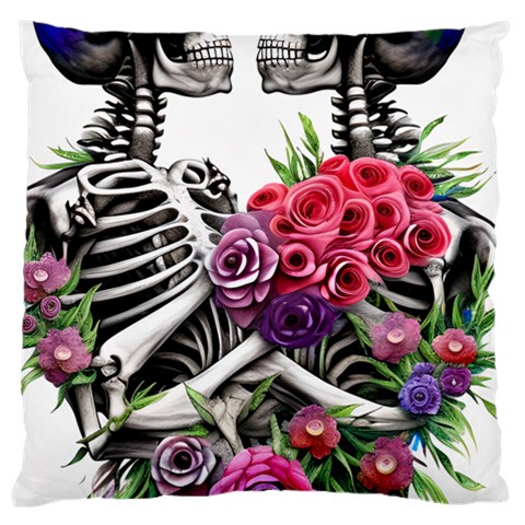 Gothic Floral Skeletons Large Premium Plush Fleece Cushion Case (One Side) from ArtsNow.com Front