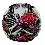 Gothic Floral Skeletons Large 18  Premium Flano Round Cushions