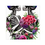 Gothic Floral Skeletons Square Satin Scarf (30  x 30 )