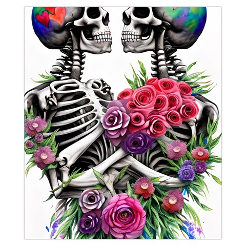 Gothic Floral Skeletons Drawstring Pouch (XS) from ArtsNow.com Front