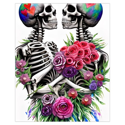 Gothic Floral Skeletons Drawstring Pouch (XL) from ArtsNow.com Front