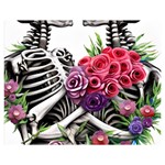 Gothic Floral Skeletons One Side Premium Plush Fleece Blanket (Medium)