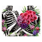 Gothic Floral Skeletons One Side Premium Plush Fleece Blanket (Large)