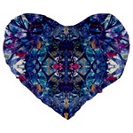 Denim On Pour Large 19  Premium Flano Heart Shape Cushions