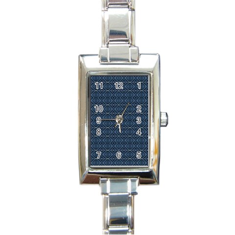Blue Diamonds Motif Fancy Pattern Design Rectangle Italian Charm Watch from ArtsNow.com Front