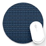 Blue Diamonds Motif Fancy Pattern Design Round Mousepad