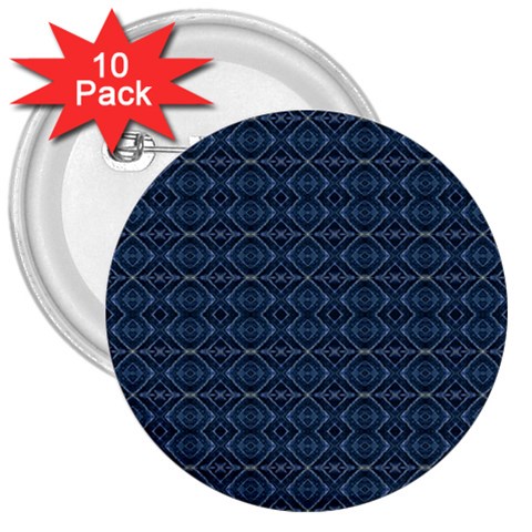 Blue Diamonds Motif Fancy Pattern Design 3  Buttons (10 pack)  from ArtsNow.com Front