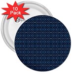 Blue Diamonds Motif Fancy Pattern Design 3  Buttons (10 pack) 