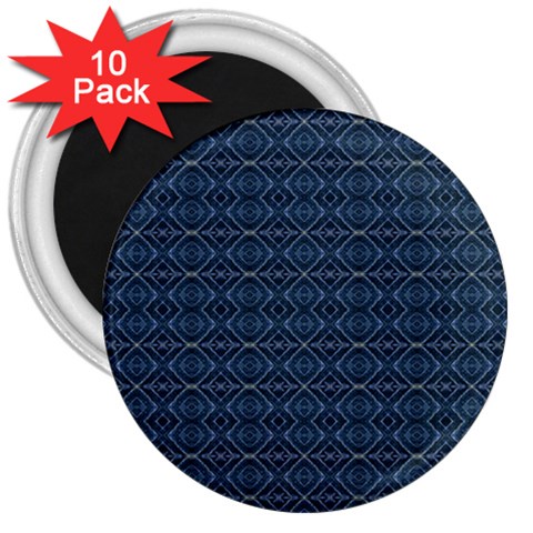 Blue Diamonds Motif Fancy Pattern Design 3  Magnets (10 pack)  from ArtsNow.com Front