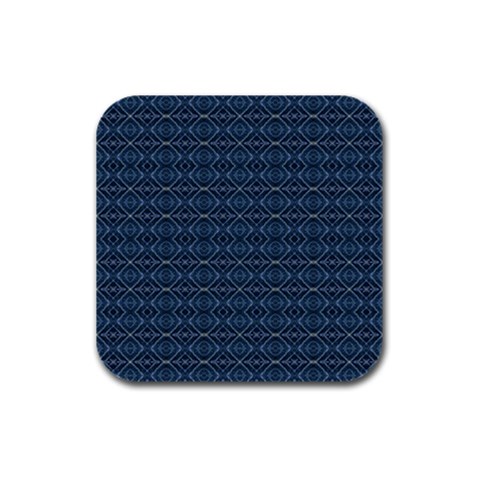 Blue Diamonds Motif Fancy Pattern Design Rubber Square Coaster (4 pack) from ArtsNow.com Front