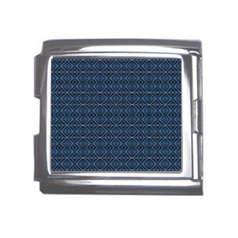 Blue Diamonds Motif Fancy Pattern Design Mega Link Italian Charm (18mm) from ArtsNow.com Front