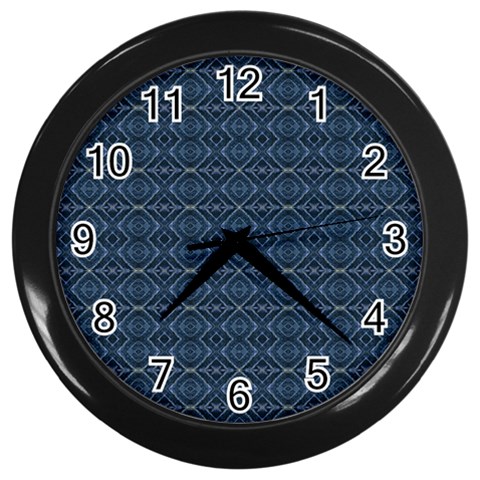 Blue Diamonds Motif Fancy Pattern Design Wall Clock (Black) from ArtsNow.com Front