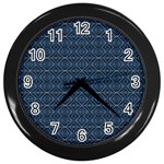 Blue Diamonds Motif Fancy Pattern Design Wall Clock (Black)