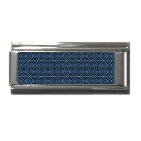 Blue Diamonds Motif Fancy Pattern Design Superlink Italian Charm (9mm) from ArtsNow.com Front
