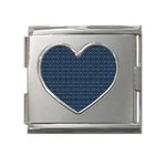 Blue Diamonds Motif Fancy Pattern Design Mega Link Heart Italian Charm (18mm)