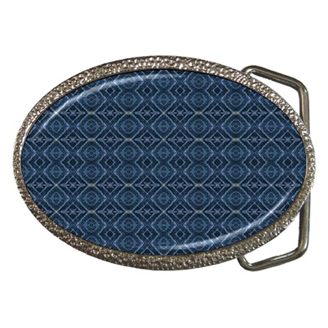 Blue Diamonds Motif Fancy Pattern Design Belt Buckles from ArtsNow.com Front