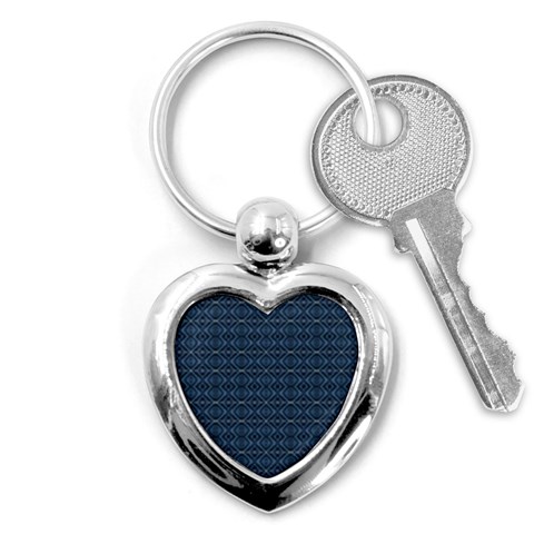 Blue Diamonds Motif Fancy Pattern Design Key Chain (Heart) from ArtsNow.com Front