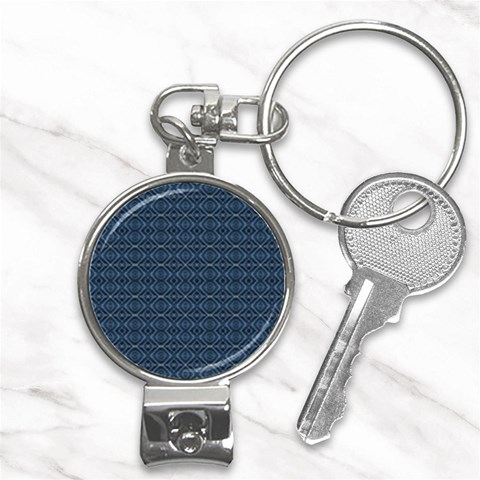 Blue Diamonds Motif Fancy Pattern Design Nail Clippers Key Chain from ArtsNow.com Front