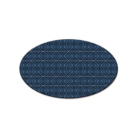 Blue Diamonds Motif Fancy Pattern Design Sticker (Oval) from ArtsNow.com Front