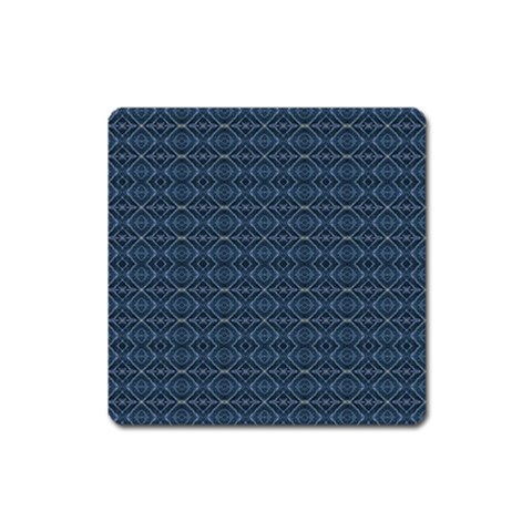 Blue Diamonds Motif Fancy Pattern Design Square Magnet from ArtsNow.com Front