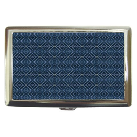 Blue Diamonds Motif Fancy Pattern Design Cigarette Money Case from ArtsNow.com Front