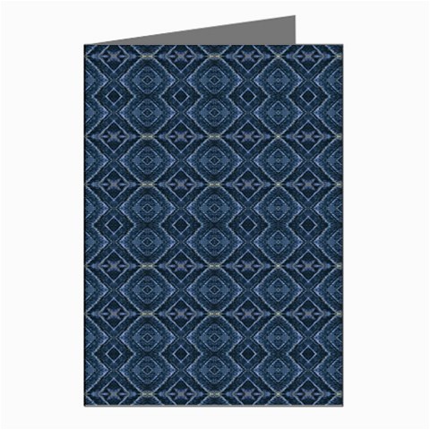 Blue Diamonds Motif Fancy Pattern Design Greeting Cards (Pkg of 8) from ArtsNow.com Left