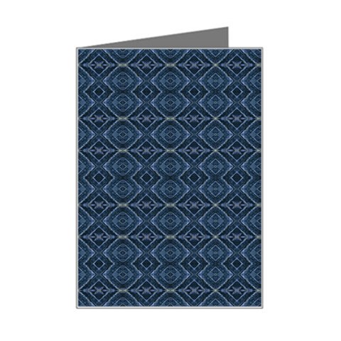 Blue Diamonds Motif Fancy Pattern Design Mini Greeting Card from ArtsNow.com Left