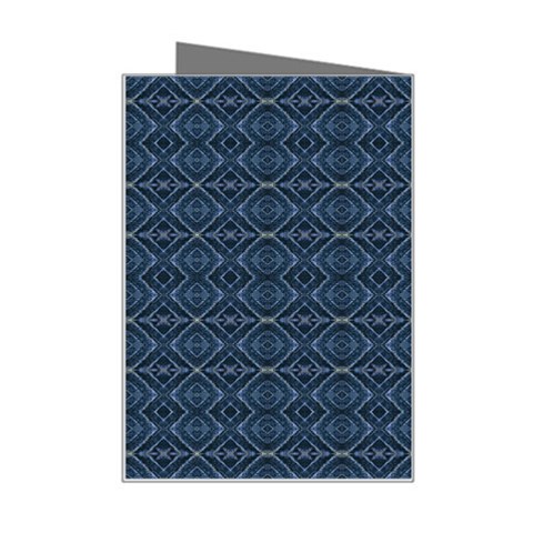 Blue Diamonds Motif Fancy Pattern Design Mini Greeting Card from ArtsNow.com Right