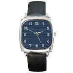 Blue Diamonds Motif Fancy Pattern Design Square Metal Watch