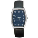 Blue Diamonds Motif Fancy Pattern Design Barrel Style Metal Watch