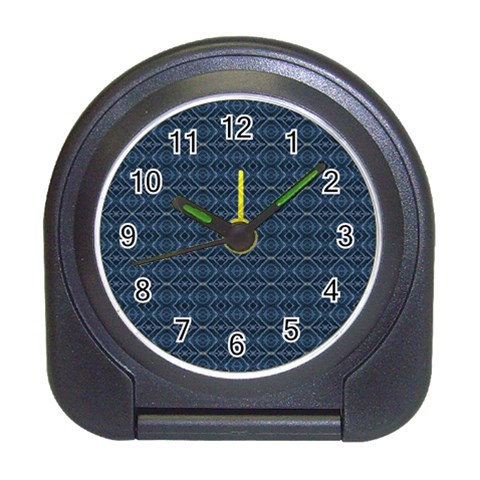 Blue Diamonds Motif Fancy Pattern Design Travel Alarm Clock from ArtsNow.com Front