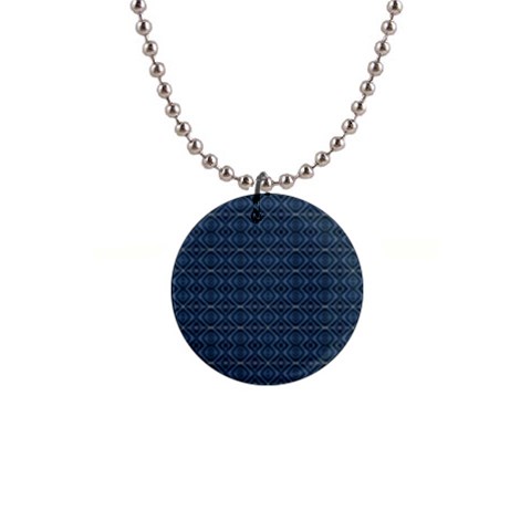 Blue Diamonds Motif Fancy Pattern Design 1  Button Necklace from ArtsNow.com Front