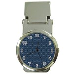 Blue Diamonds Motif Fancy Pattern Design Money Clip Watches