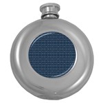 Blue Diamonds Motif Fancy Pattern Design Round Hip Flask (5 oz)