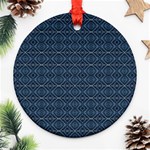 Blue Diamonds Motif Fancy Pattern Design Round Ornament (Two Sides)