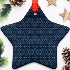 Blue Diamonds Motif Fancy Pattern Design Star Ornament (Two Sides) from ArtsNow.com Front