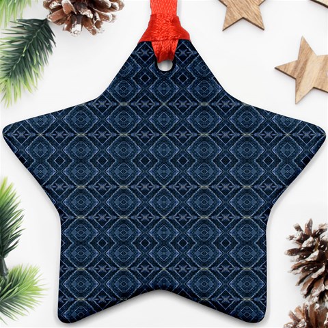 Blue Diamonds Motif Fancy Pattern Design Star Ornament (Two Sides) from ArtsNow.com Back