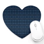 Blue Diamonds Motif Fancy Pattern Design Heart Mousepad