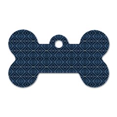 Blue Diamonds Motif Fancy Pattern Design Dog Tag Bone (Two Sides) from ArtsNow.com Back