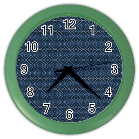 Blue Diamonds Motif Fancy Pattern Design Color Wall Clock from ArtsNow.com Front