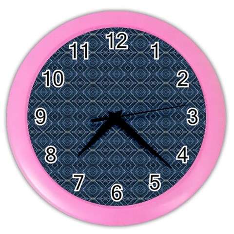 Blue Diamonds Motif Fancy Pattern Design Color Wall Clock from ArtsNow.com Front