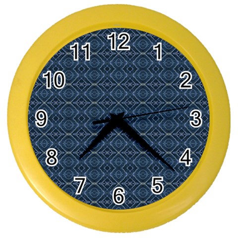 Blue Diamonds Motif Fancy Pattern Design Color Wall Clock from ArtsNow.com Front