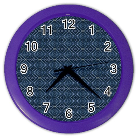 Blue Diamonds Motif Fancy Pattern Design Color Wall Clock from ArtsNow.com Front