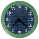 Blue Diamonds Motif Fancy Pattern Design Color Wall Clock