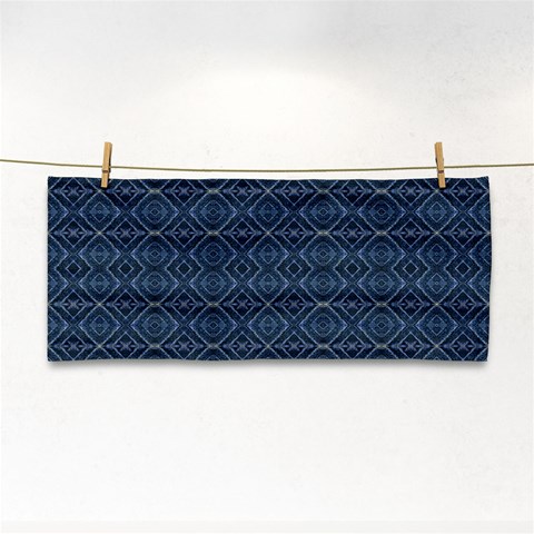 Blue Diamonds Motif Fancy Pattern Design Hand Towel from ArtsNow.com Front