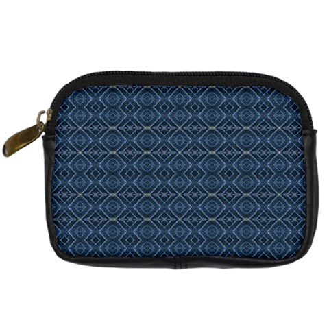 Blue Diamonds Motif Fancy Pattern Design Digital Camera Leather Case from ArtsNow.com Front